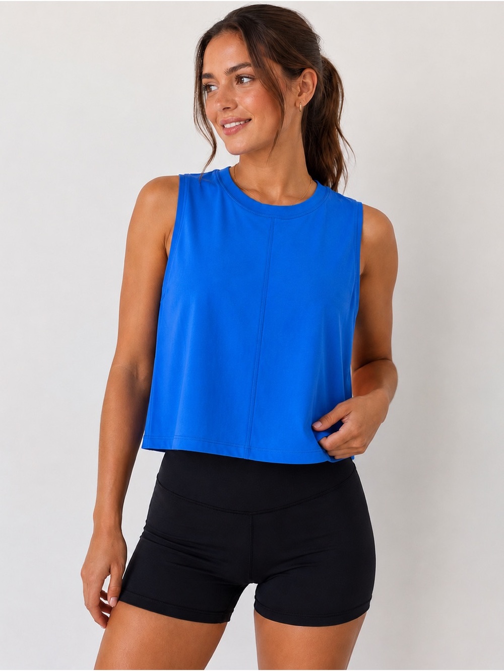 Lululemon Blue Cropped Boxy Tank Top Relaxed Fit